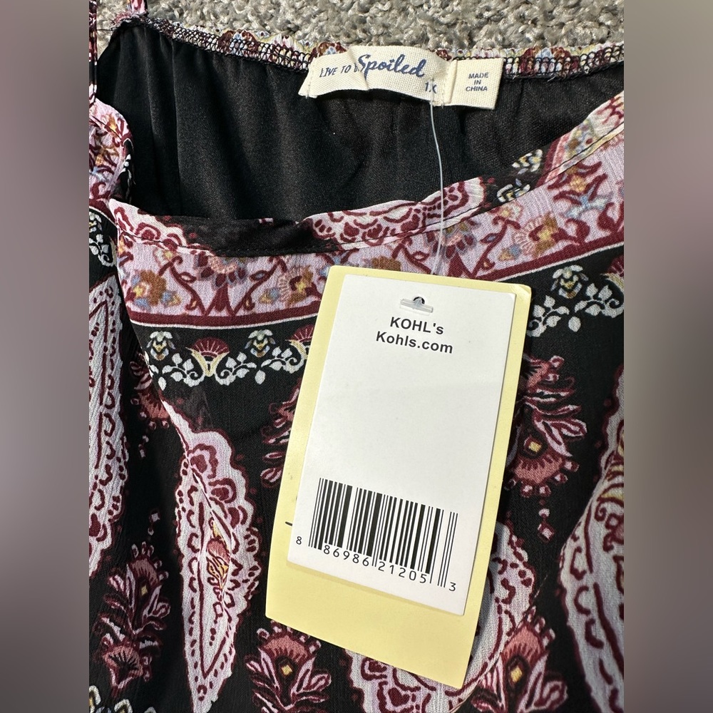 NWT Juniors' Live To Be Spoiled Tassel Tie Shoulder Skater Dress Size 1X - Picture 6 of 6